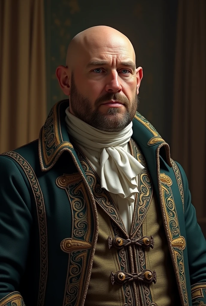 man, age 33 years. calvo. a little robust, cacheton, profiled nose. English old costume dress