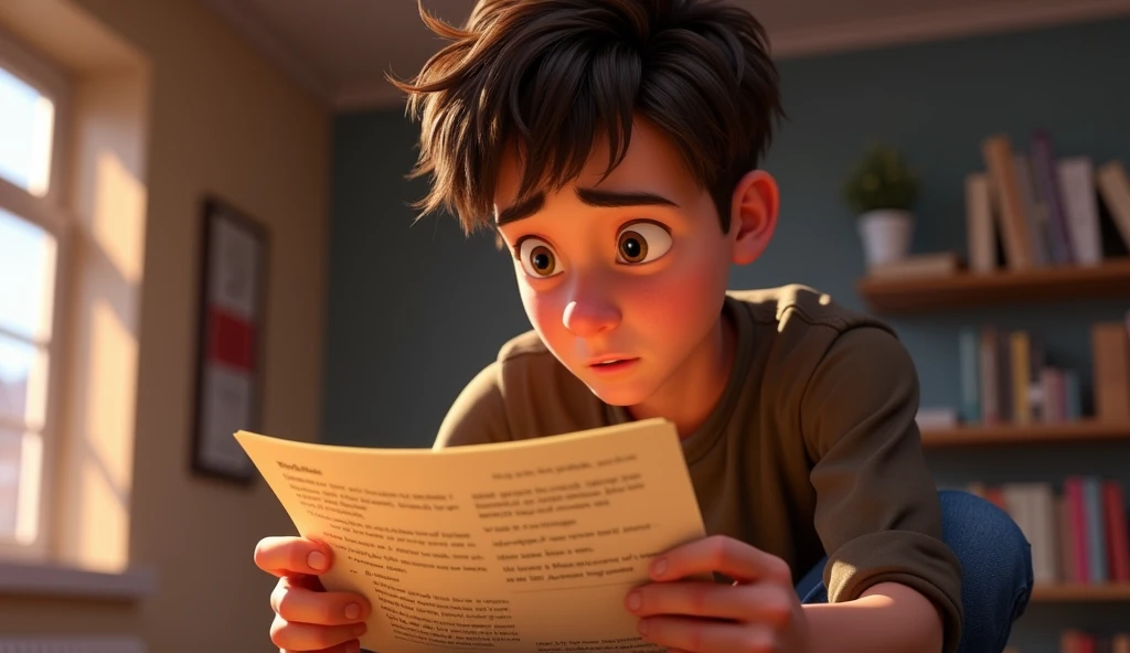 I need an image of a teenage boy receiving a very important letter that is realistic.