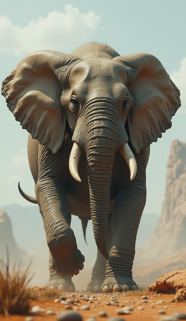 draw a character from Paleolithic Art on top of an elephant