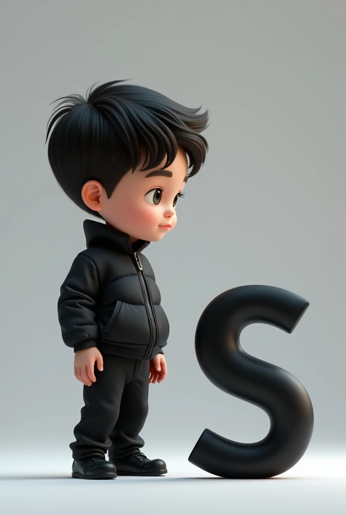 realistic cute stylish attitude boy standing with big real 3D “SARFARAZ” name letter side and face down. boy wearing black full t-shirt and black jeans, black shoes, watch stylish hair, The background black wall should ensure that the name is not misspelled