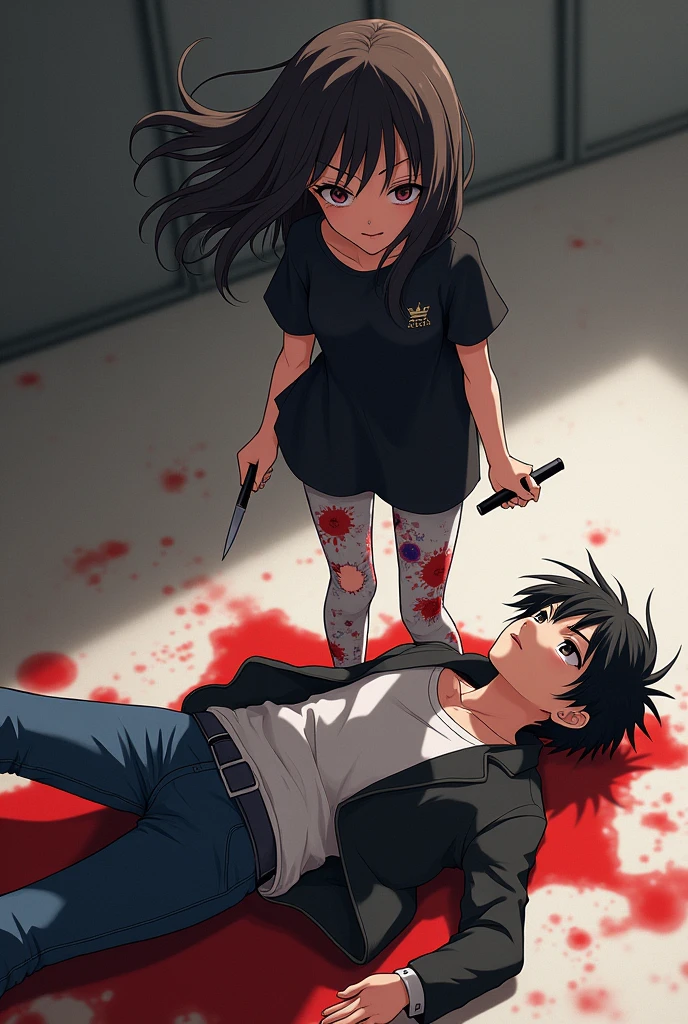 anime girl stabbing death chest