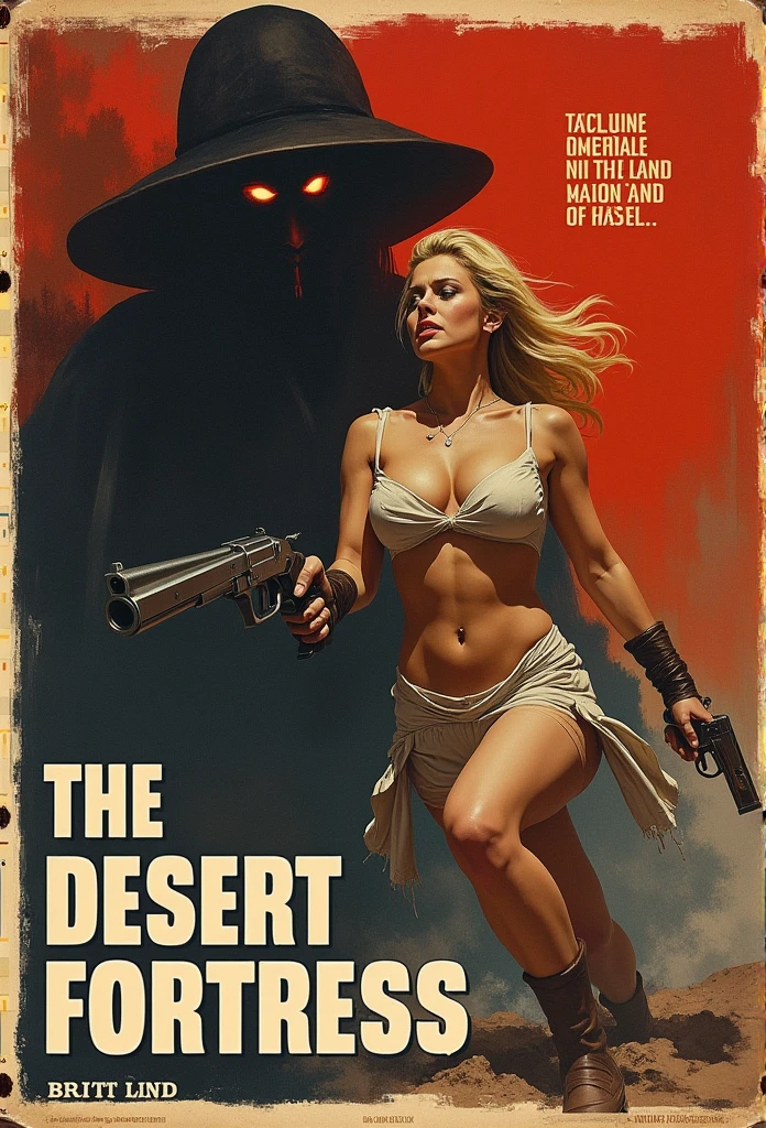 Beach of the Dead - original motion picture soundtrack, horror film, A beautiful woman in a bikini swimsuit stands in a full-body pose in the center, In the background is a spooky deserted island beach with a sexy female companion holding a gun、Spooky atmosphere、soundtrack jacket、Digitally Remastered, Kinematics」, John Maggs, Roy Dargano, Movie Posters, Album cover, 1 9 7 0 sMovie Posters, Oil painting