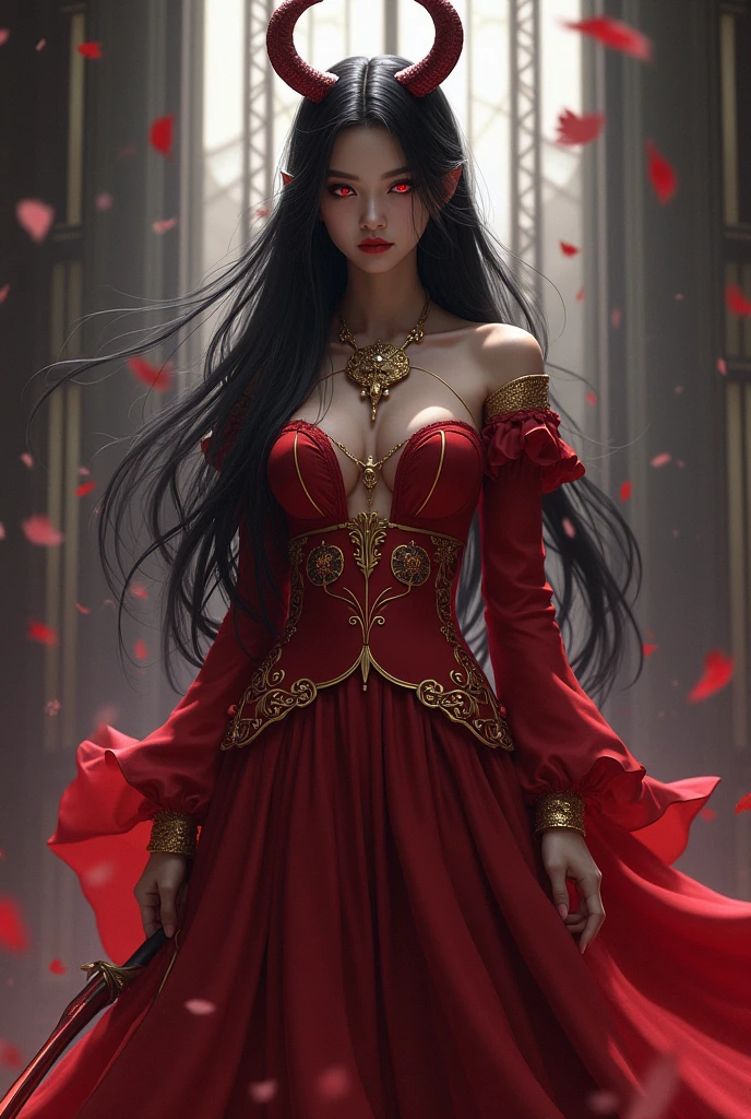 (masterpiece, best quality:1.2), photorealistic, sophisticated, 1 lady, woman, upper body, dark red frilled chiffon dress, delicate face, detailed eyes, sharp pupils, realistic pupils, facelight, real skin, firm skin, ultra detailed, depth of field, black live stage, bokeh