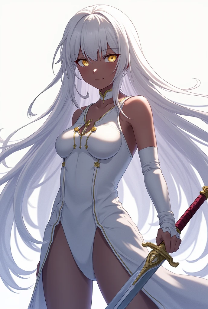 Albino Wild White Wolf, Goddess of the Jungle, Anthropomorphic she-wolf, There is a white wolf's tail, Very long messy hair and long bangs, beatiful face, ((A wary expression on the face of a distrustful person)), is looking at the camera, cos: covered with wolf hair, skin color: Bright white, sweaty body, Body glare, tanned body, ((pretty eyes)), red-eyes, ((Perfect Sexy Figure)), Ideal body shapes, big thighs, ((sophisticated and beautiful)), ((Wild Clothes: The white loincloth is torn and dirty, White ripped and dirty top)), Fighting Stance Squatting - Preparing to Attack, Full-length, Background: Wild Jungle Night on a Desert Island, Depth of field, ((ultra quality)), ((tmasterpiece)), Clear image, crisp details, Realistic, professional photoshoot, Clear Focus, the anime, Colorfully drawn, NSFW