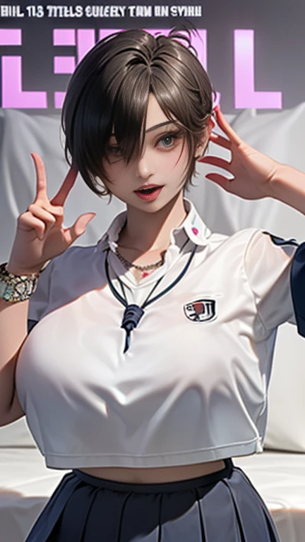 Female badminton player(1.5),Correct human anatomy:1.5),tmasterpiece,top-quality,super wide shot(1.5)(realistically:1.4),(RAW photogr:1.4),Very delicate CG Unity 8K wallpaper,very delicate beautiful,Mann pays attention to detail,offcial art,(Beautiful eyes and face:1.5),Beautiful exquisite eyes,There is light on the face,one-girl,Short hair details,(Full body like:1.5),Badminton sportswear(1.5), Badminton competition venue,