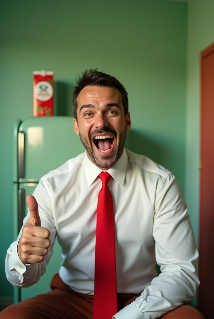 RAW photo, cigarette, a guy  , three-quarter, toothy grin, wearing suit <lora:tr0ll-000040:0.8>, 8k uhd, dslr, soft lighting, high quality, film grain, Fujifilm XT3, simple background