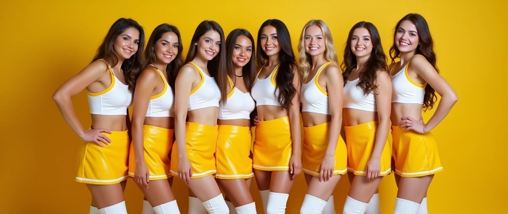 nsfw, 1boy and 1girl, girl on top, straddling, sit astride, cheer for penis, {{hands on cheerleader pom-poms}}, cheerleader costume, midriff, pleated skirt, penis on pussy, cum on pussy, wet, vulgarity, younger, black long hair, yellow eyes, medium breasts, indoor, ~physical education warehouse, facing the front, cowboy shot, from below, POV, looking at viewer, perfect anatomy, intricate, (highly detailed),