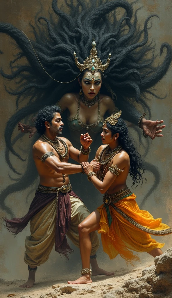 In cinematic 3d cartoon style “ * Ravan, with ten heads and twenty arms and a big Lund, forcibly Fucking Nude Sita ,  Beautiful Hindu Milf goddess , 32 year old 5 feet 8 inches tall ,slim waist,Bubble butt,36D 30 36 figure, wearing  no clothes , Waist jewellery necklace, bangles and crown ,Moving towards temple looking behind , No clothes 
Nude , bent over , on knees Ass naked and spread , doggy pose , Sex pose 
Naked pussy, nude ass  ,Nude boobs,Orange  tattoo trident on thighs and waist, Om🕉️ marks on body
Orange transparent Chunri , orange dupatta ,white cum , Pussy juice ,Leaking Cunt , waist jewel ,stretched Pussy ,visible Hindu Choot , Erotic expression, Fear of Rape , Pleasure in eyes, Looking towards temple, Butt facing viewers, Bhagwa Dupatta, Ass facing viewers , looking behind,  , spread pussy , stretching pussy , 
Orange Transparent Cloth, Breast Squeezing ,Red in his chariot. The scene is dramatic, with Sita’s distress and Ravan's menacing presence emphasized. The background shows a lush forest with a sense of sudden chaos.” Sitas Pussy getting strached as she holds onto her ample boobs while ravan keeps fucking her from behind , 