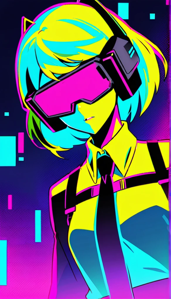 (high quality, 8K, 4k, high contrast, masterpiece:1.2, 最high quality, The best aesthetics), (Dynamic angle), ((1 female)), ((ciberpunk)), ((flat color)), ((colorful art)), anime illustrations. Female TIE Fighter Pilot from Star Wars, using virtual reality headset, hack a computer. cyberpunk 2077 cityscape, art of j.c. leyendecker, anime style, key image, vibrant, studio anime, Very detailed,upper body, Color background, high contrast, contrasting colors,