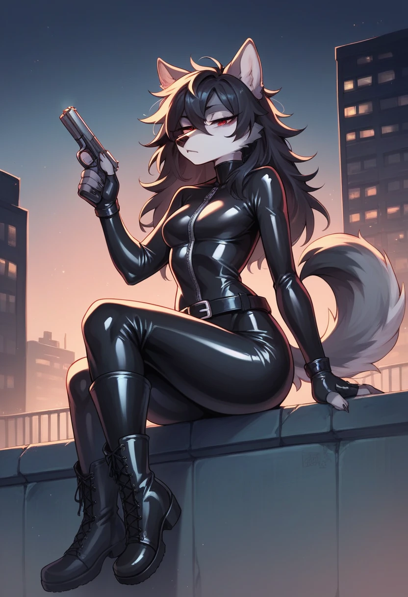 (masterpiece, top quality, best quality, highly detailed:1.2), 1girl, solo, photo of a tall sexy muscular catgirl standing and peeing on the ground, peeing self, having an accident, red rocky field, yellow sky, science fiction military base in background, outdoors, standing, ((pee stream)), ((pee puddle)), pee stain, wet pants, black leather pants, black high-heeled combat boots, (red sleevless biker jacket), black fingerless gloves, white tank top, cleavage, no bra, blush, trembling, embarrassed, angry, golden cat bell collar, ((bullet belt)), red lipstick, black shoulder-length hair, black cat ears, black cat tail, yellow cat eyes, cat claws, ((muscles)), ((brown skin tone)), chaingun