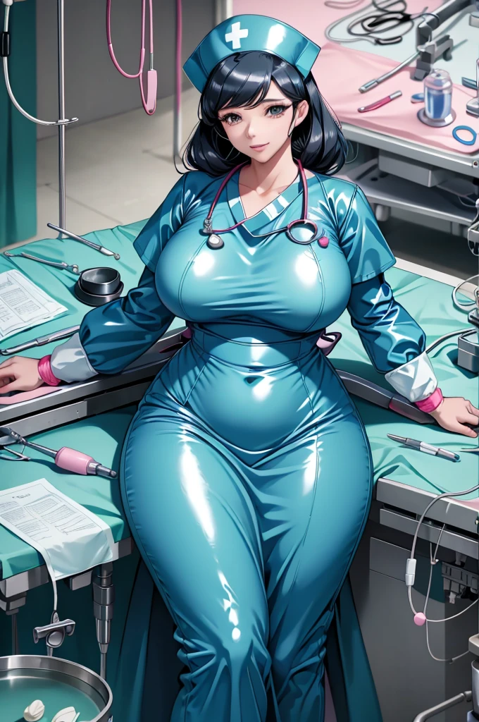 nurse uniform,hospital, latex nurse suit,nurses,busty,elbow gloves,labcoat,black hair woman,pink eyes , gigantic ,medical instruments,asian nurse,two nurses,speculum,examination room,oversize ,big ass ,strap on, lay on table ,legs spreaded,giving birth,gyno chair , dentist,Milf,latex,blue uniform,oversize breasts,diaper