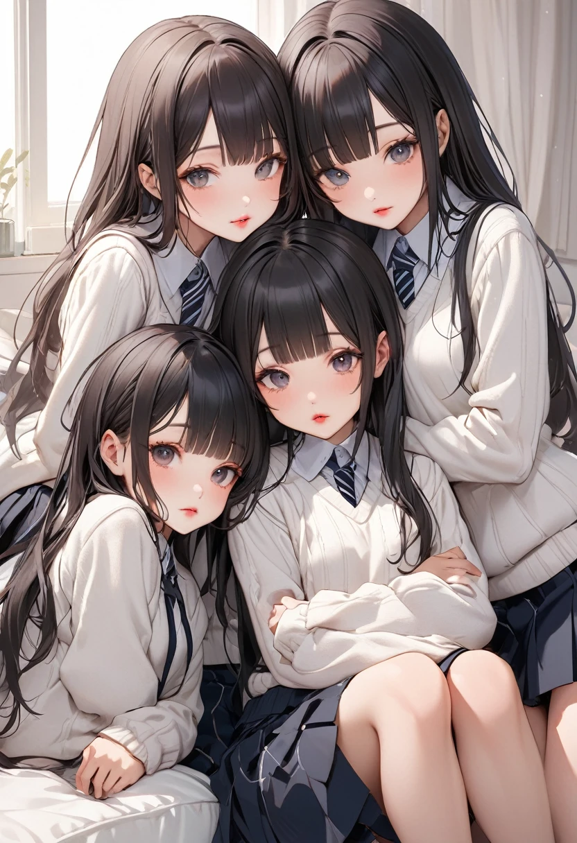 {{{{{3,318 trillion pixels high resolution, Extremely detailed, They are four well-breasted sisters from a prominent family and they are lovely and too good-natured, Menstruating lesbian sisters who love each other intensely and prettily on younger sister's bedroom, Using the latest image processing techniques in Photoshop the four sisters' faces are made to look smaller their bodies are erotically processed and the resolution of the images is increased, Romantic mood of girls, they are the cutest half Japanese half Chinese girls in Asia, the composition of the photos their high quality their image processing, clear vivid image filter Saturation +25 Brightness +25 Adjustment}}}}}, {{{{{their extremely small cute face, Replace it with the Super high quality bangs Coherent straight long black wig custom made to their hair arrangement that makes their look their prettiest with each individual strand finely detailed}}}}}, {{{{{Sisters in love are so horny that they adorably pull their tits together close to each other, The four sisters are wearing ivory sweater-style ladies' school uniforms, Thick glossy lips, they have a head as small as a model, minimum small hips, extremely toned waist, thickened and dark lips create a sexy look, thicken the lips look pretty, their fetish long neck is secreting sex hormones}}}}}