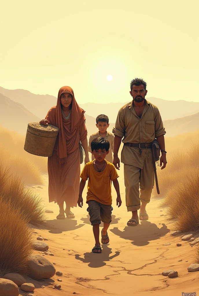 Due to severe famine and drought, Rajasthani mother and father took their five-year-old child to the desert.