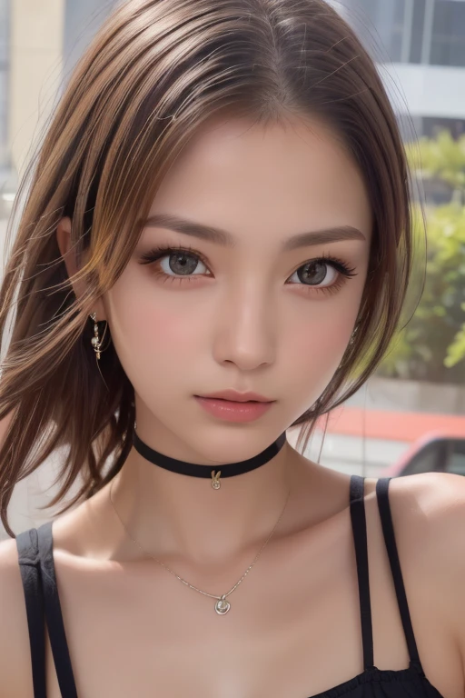 ((Realistic lighting, top quality, 8K, Masterpiece: 1.3)), Clear Focus: 1.2, 1 girl, Perfect Body Beauty: 1.4, Slim Abs: 1.1, ((Dark Brown Hair, Big: 1.3)), (Accelerate: 1.4), (Outdoor, Night: 1.1), Street, Ultra Slender Face, Fine Eyes, Double Eyelids, Exposed Cleavage, Incredibly Absurd, Messy Hair, Floating Hair,