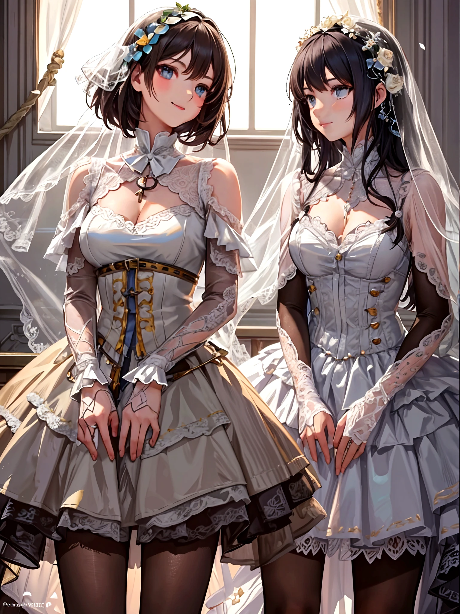 The flowers on both sides form a frame. 額の中にはcoolとライバルの入った女性 glamorous cool Women are black and white but flowers are vibrantly colored Best Quality, Masterpiece, Ultra High Resolution, (Realisticity: 1.4), Original Photo, Cinematic Lighting
