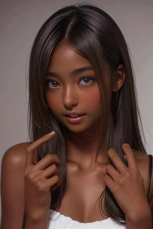 twogirls, Pure appearance One fair skin,dark-skin, Slender and hot body, No clothes, and an alluring expression