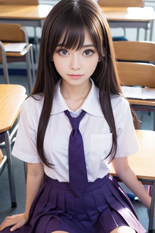 ulzzang -6500-v1.1, (Raw photo:1.2), (Photorealistic:1.4), ((Wide open legs sitting on desk)) (Sitting down) sitting at the desk ( Costume of schoolgirl with tie) Beautiful detailed girl, Very detailed eyes and face, Beautiful detailed eyes, Ridiculous, Incredibly ridiculous, Huge file size, super detailed, High resolution, Very detailed, Best Quality, masutepiece, Kemomimi, ((Furry Japanese girls' high school uniform )), 1 cat visible, 1, Visible, Illustration, Very detailed, nffsw, unified, 8K Wallpaper, amazing, Fine details, masutepiece, Best Quality, Highly detailed ticker uniform 8k wallpaper, Light on Face, Cinematic lighting, 1girl in, , (()), (Wide open legs sitting on desk) in a school