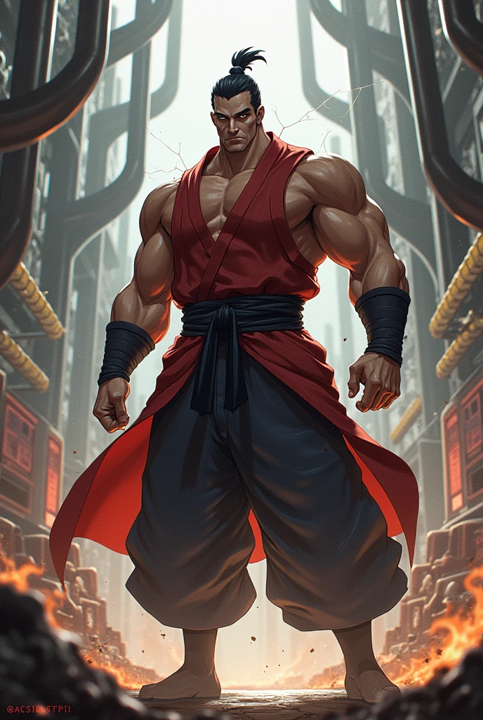 personal, High resolution, Full body image with high detail, high quality, Ultra HD, subjective perspective, Male Ninja, Full red evil enemy eyes, Tall and strong, Black skinny fabric, Black Claw Gloves, The crotch of the pants is bulging and dripping, Well developed trapezius muscles, 全身都包覆Black skinny fabric, Gloomy shabby temple background at night