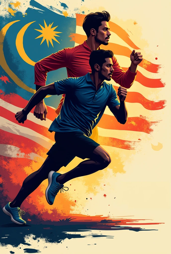 the Malaysian flag is at the top，the middle is a bodybuilder，surrounded by badminton，football，basketball，tennis，pingpong，football，golf。The bottom part is running，bike，Power lift，swim，The minimum is the font Persatuan Pelbagai Sukan Malaysia
designed as a community avatar，One character is enough