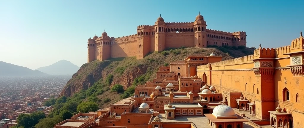 Majestic Chittorgarh Fort rising against the sky. --auto