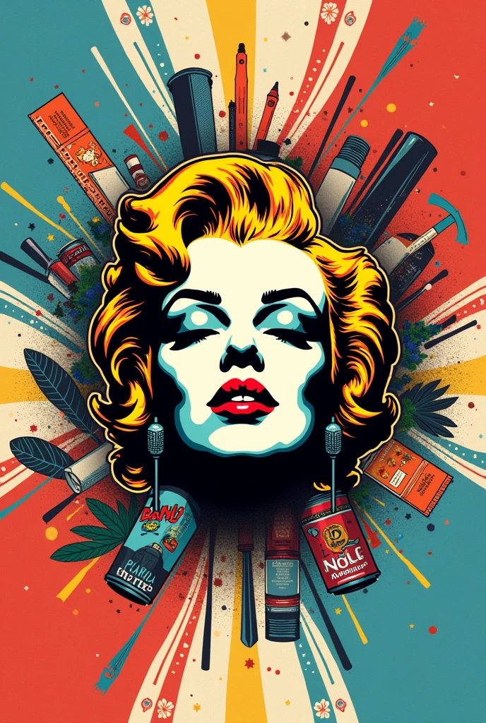 (Concept Art), (Pinup:1.25), (full torso), gorgeous Marilyn Monroe, Beautiful Blonde Wavy Hair, ((60's cocktail dress)), (leaning against the wall) (holding a martini glass:1.1), stunning, beautiful, (detailed), realistic:1.0, (pop art style:1.4), (neon colors:0.2), (halftone shading:1.55),  splash!, pop!, pow!, striking, (line art), (Illustration), (2d), high quality, award winning, good anatomy, good proportions, good composition, masterpiece, contrapposto, ArtStation, 8k, HDR, wallpaper, centered, (Art by Andy Warhol, Eduardo Paolozzi, Richard Hamilton, and Roy Lichtenstein).