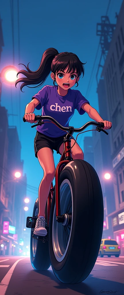 Woman with Barcelona shirt ,, Make handjob On another woman futanari Who is on top of a bicycle