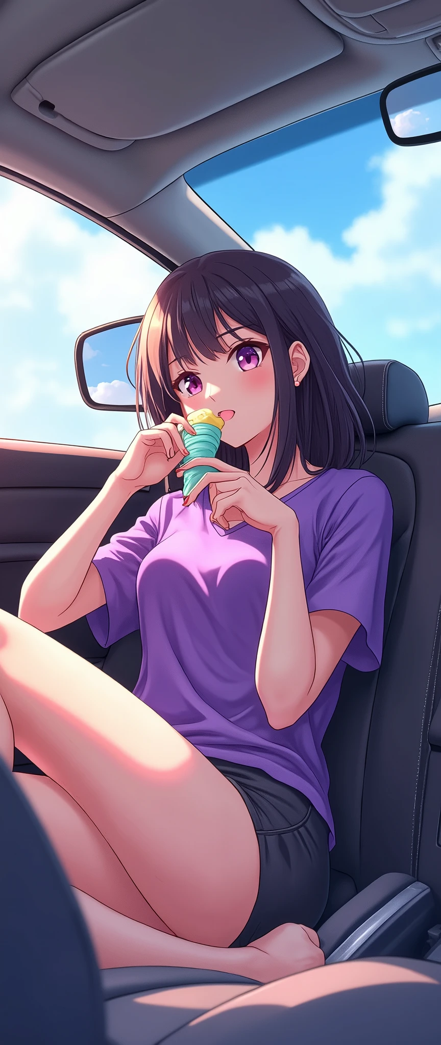 Sexy prostitute sucking dick in a car