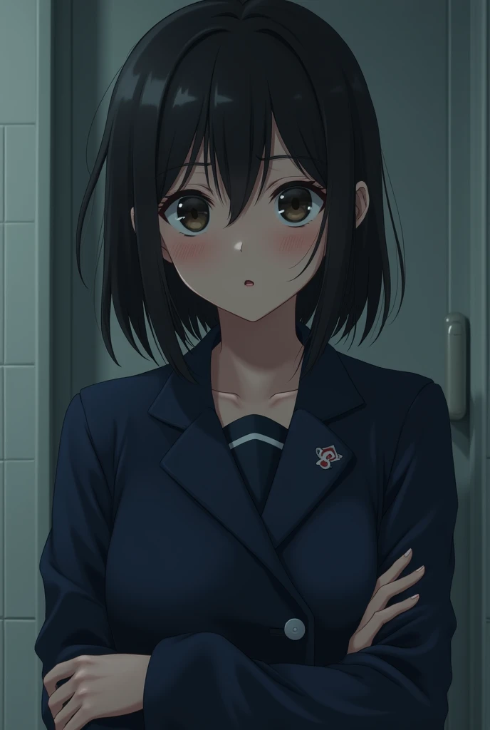 {{(((Ultra detailed, ultra high resolution, 64k, masterpiece, highest quality, beautiful eyes in detail, highly detailed eyes and face, sexual bullying, girl on girl, anal pussy, black hair, straight hair, Haircut, bangs, semen, love juice, urination, sweating, lesbian rape, anal sex, close contact between girls, insertion of a super large vibrator into a female announcer, rape eyes, ))))}}, two girls, anal juice, climax, Love juice, urination, sweaty, (loli: 1.2), (small: 1.25), (baby face: 1.2), (short: 1.2), dripping eyes, NSFW, blazer, toilet cubicle, straddling the toilet bowl, toilet paper on the wall, Small breasts, female, 7 years old}, medium length, clear red eyes, big eyes, crying face, wearing a ribbon, drooling), {{((profile))}},
