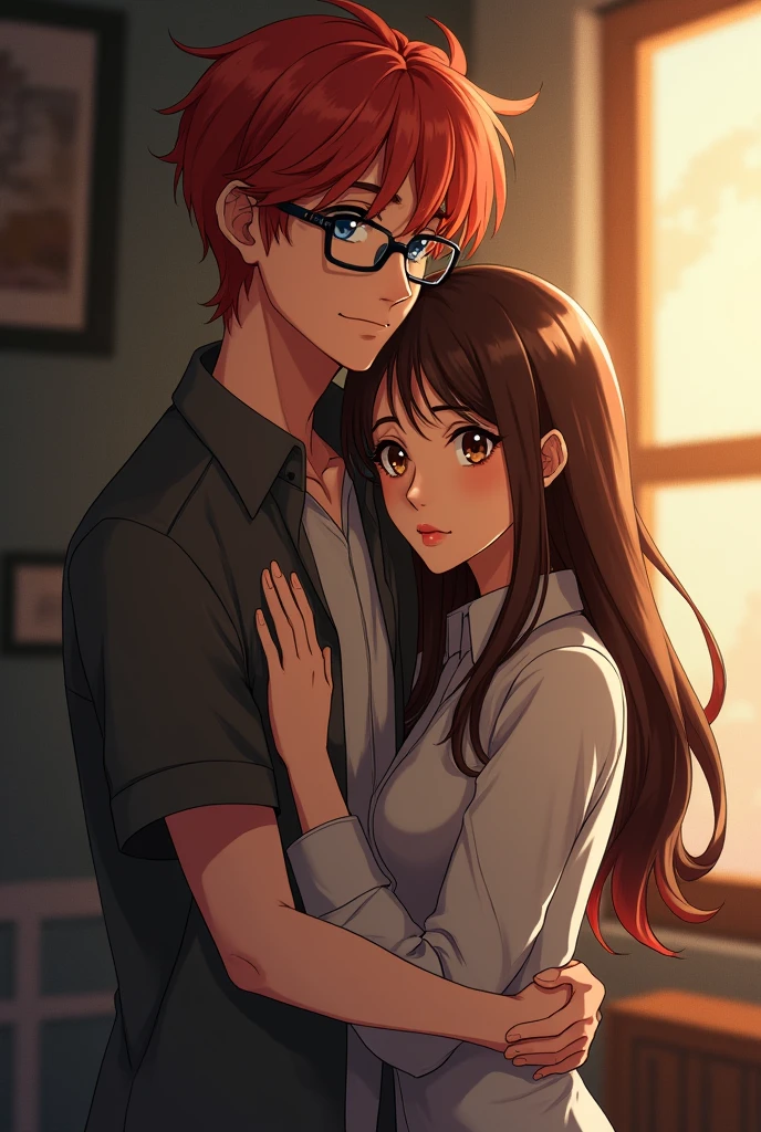 Made a realistic image of a adult boy and girl a couple scenes anime site