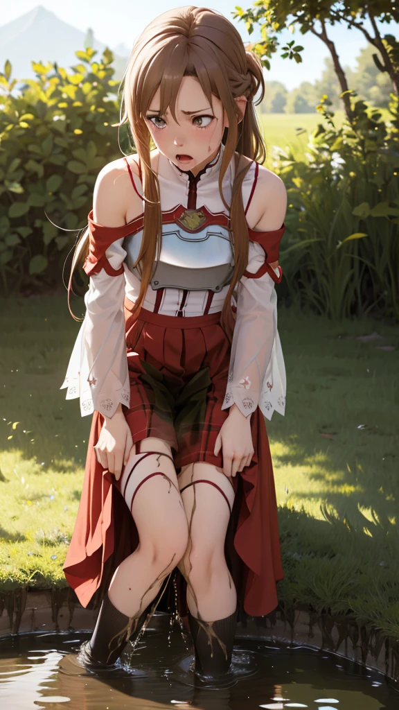 (masterpiece:1.4),(best quality:1.4),(absurdres:1.4),pin-up,<lora:ANIME_ElinaliseDragonroad_aiwaifu-10:1>,Elinalise_aiwaifu,blonde hair,long hair,pointy ears,drill hair,red eyes,elf,very long hair,bangs,hair between eyes,large breasts,hair intakes,collarbone,lips,twin drills,necklace,choker,collar,bare shoulders,detached sleeves,navel,midriff,thighhighs,shorts,belt,skirt,elbow gloves,jewelry,long sleeves,shirt,short shorts,sleeveless,white skirt,ascot,frilled skirt,dress,frills,(absurdres, highres, incredibly_absurdres:1.4),scenery,masterpiece,