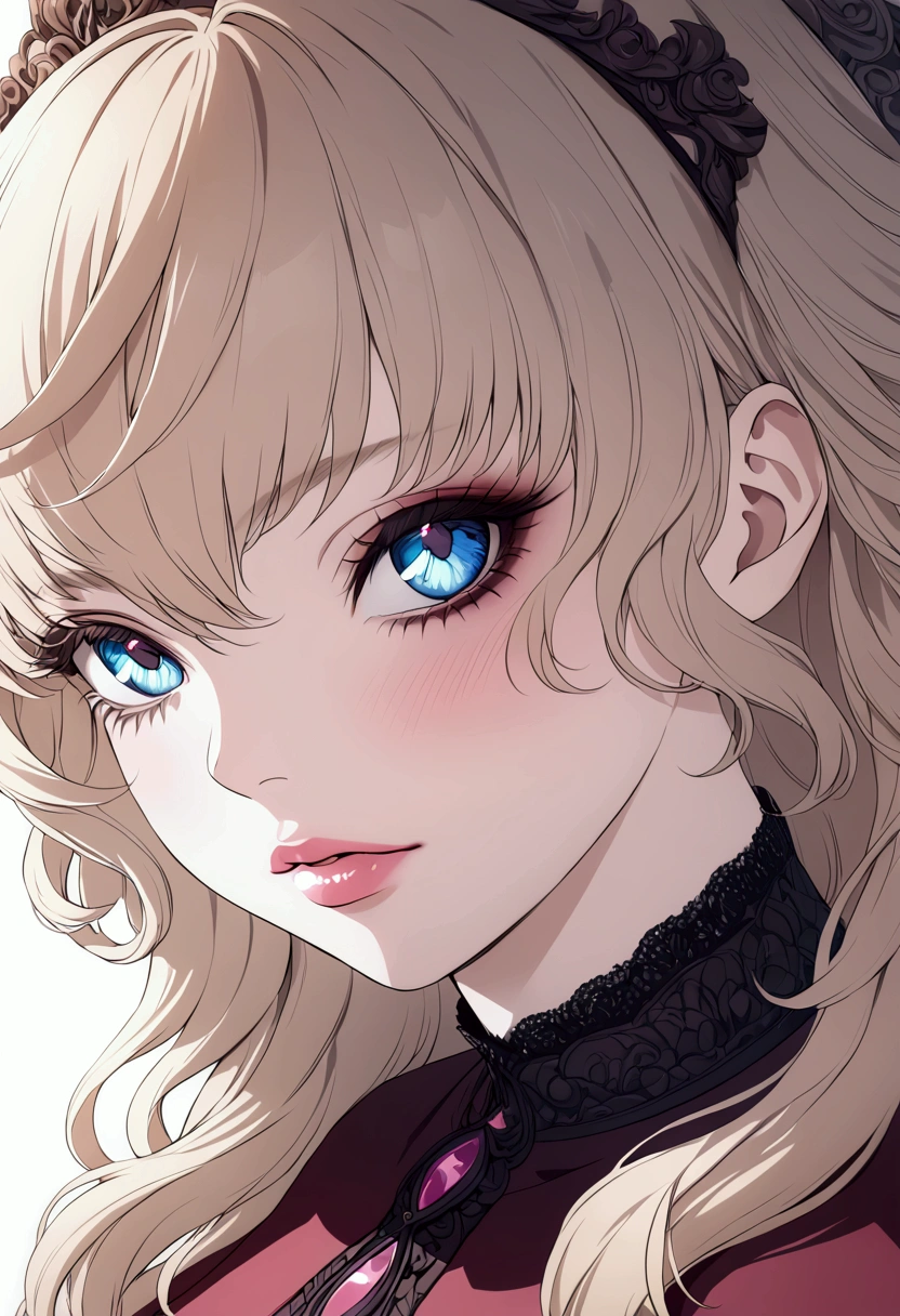 Neferpitou, blonde hair, blue eyes, intricate detailed face, beautiful detailed eyes, beautiful detailed lips, extremely detailed face, long eyelashes, anime style, portrait, highly detailed, photorealistic, 8k, best quality, masterpiece, vibrant colors, dramatic lighting, fantasy