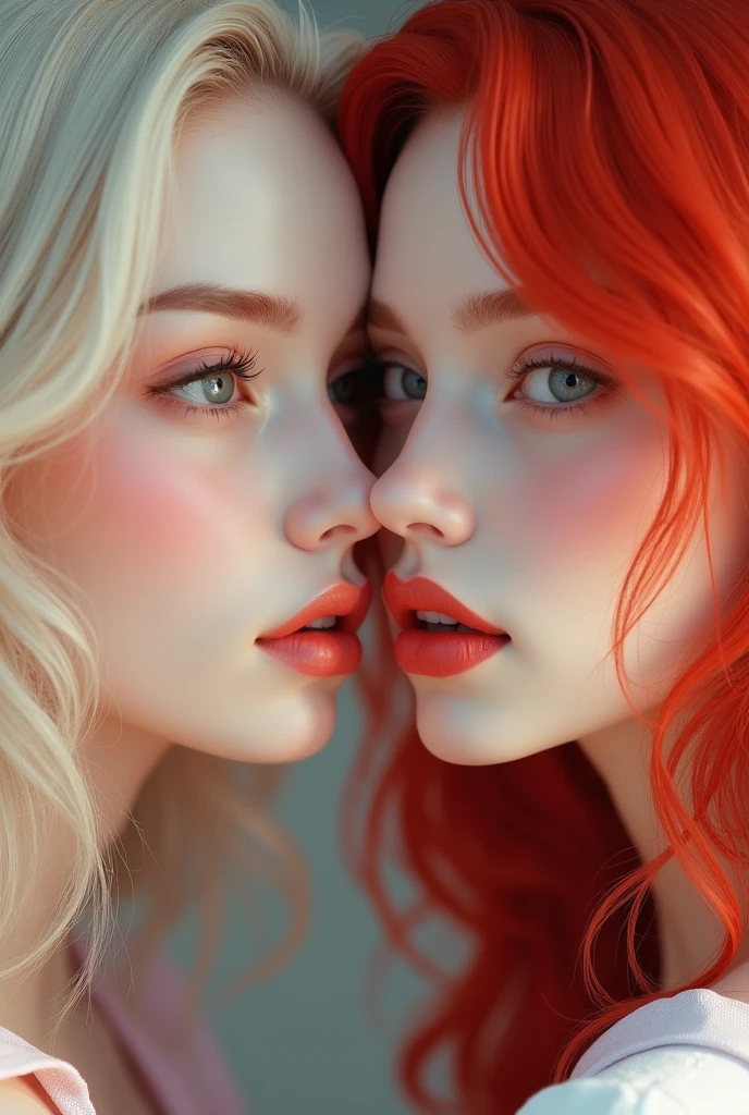 beautiful detailed eyes, beautiful detailed lips, extremely detailed eyes and face, long eyelashes, two beautiful women, one redhead and one blonde, naked, blonde licking redhead's vagina, realistic, photorealistic, photo-realistic:1.37, (best quality,4k,8k,highres,masterpiece:1.2),ultra-detailed,(realistic,photorealistic,photo-realistic:1.37),vivid colors,studio lighting,HDR,UHD,physically-based rendering,extreme detail description,professional