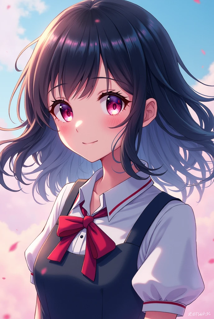 (highest quality,masterpiece:1.3,ultra high resolution),(Super detailed,caustics,8k),(photorealistic:1.4,RAW shooting),1 girl,(Looking up at the cherry blossoms with a smile),1,cute,Japanese,black short ponytail,(school uniform),glamorous,(big boobs),( close up),(breast focus),street,cherry blossoms,Natural light,(Lens flare),professional writing,(cowboy shot),(bird's eye view:1.3),(high position:1.4),(high angle:1.4)