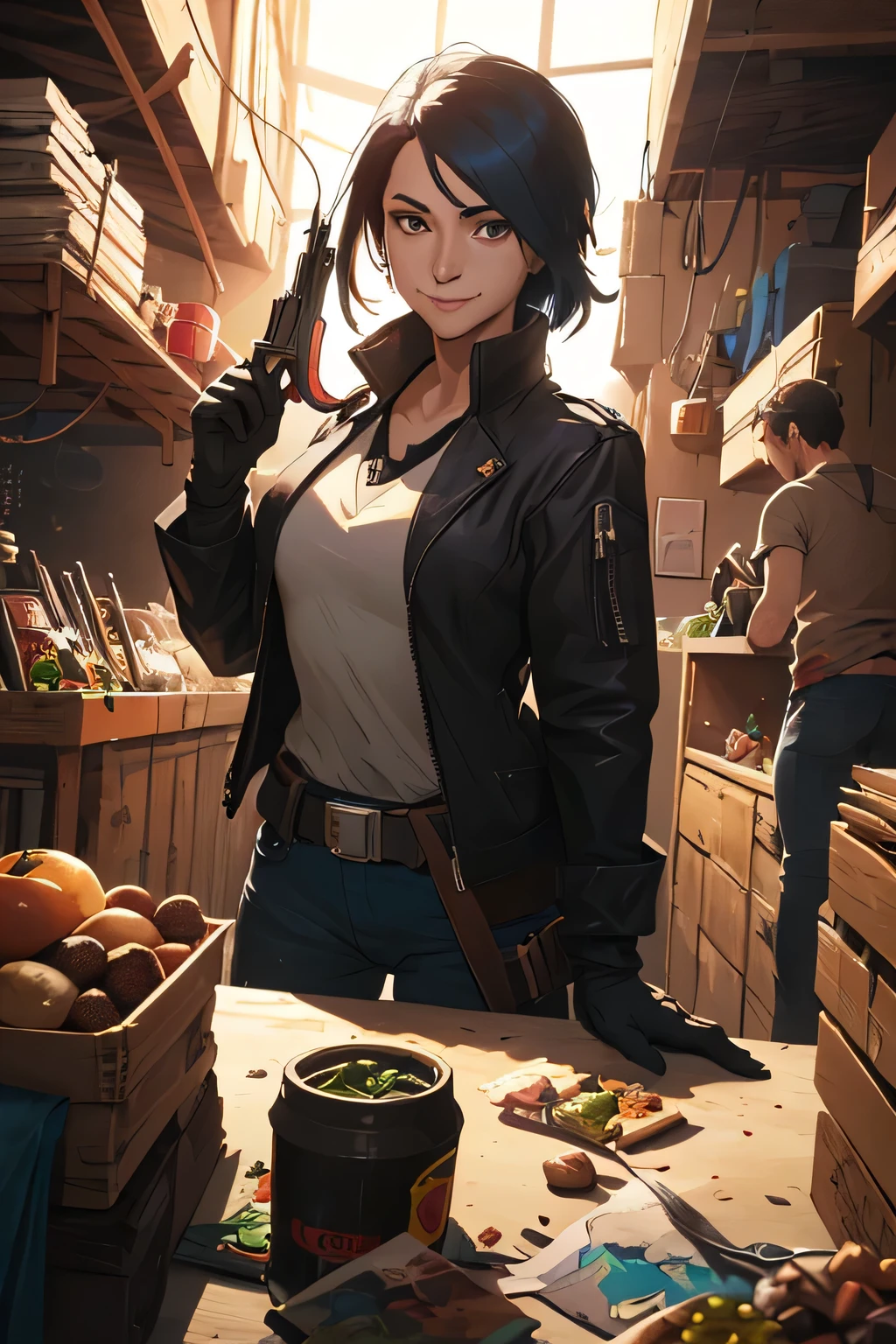 (masterpiece:1.2), (best quality:1.2) 1girl, detailed face, anime style, latina, mature, cowboy shot, beret, (facepaint:1.1), caveira
<lora:caveira-05:0.99> <lora:hellap-14:0.8>