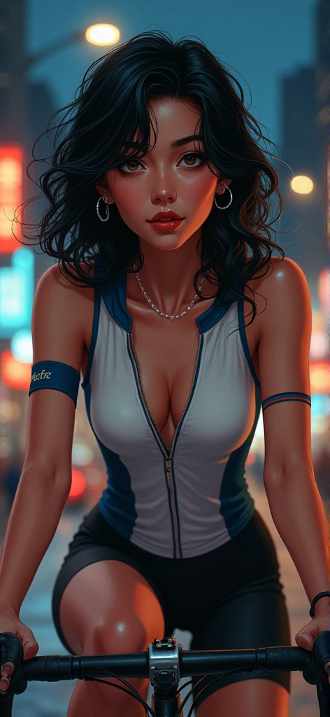 ((Best quality, 8k, Masterpiece :1.3)), Whole body, Sharp focus :1.2, A pretty woman with perfect figure :1.4, Slender abs :1.2, ((Dark brown hair, Big breasts :1.2)), body dress :1.1, (Night city view, Modern balcony :1.1), Highly detailed face and skin texture, Detailed eyes, Double eyelid, Small Bust, OL Uniform, Office Wear, white T-shirt, exposed cleavage, (Black Pantyhose), (No Panties), Interior Scene, Office,nsfw,long nipple:1.5, (blushing:1.3,pussy juice:1.3,drool:1.3)