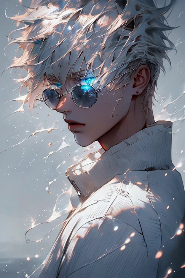 [Subject, Subject Description]: A young person with soft, androgynous features, looking upwards, with tousled dark hair illuminated by sunlight
[Details, Modifiers, Atmosphere]: Surrounded by floating, translucent bubbles, in a bright blue sky with soft, fluffy clouds. The lighting is natural and warm, creating a serene, uplifting, and dreamy atmosphere
[Art Style, Texture, Perspective, Rendering Engine]: Soft, semi-realistic digital painting, smooth textures, mid-range perspective, rendered in Unreal Engine
[SA Parameters]: 4k resolution, high detail, bright contrast, soft light, pastel tones.