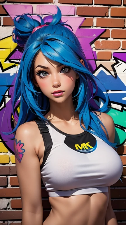 最high quality、best image quality、masterpiece、girl((20-year-old、 By becoming、vest bust、medium bust,wide open breast tea、shining eyes, neon hair、long hair、thin,highest valley、ponytail、Damaged Denim Shorts、black navel shirt、Damaged Denim Jacket、smile、full body tattoo,diamond earrings、Wristband、necklace、sit on a chair、have a guitar、guitar playing、leaning forward、elation、sing)),high quality、beautiful art、background((Hacker Room、server room、neon lighting、computer stand、Laptop))、Flight、debris flies、Depth of written boundary、movie、visual art、perfect art、8k,genuine、
