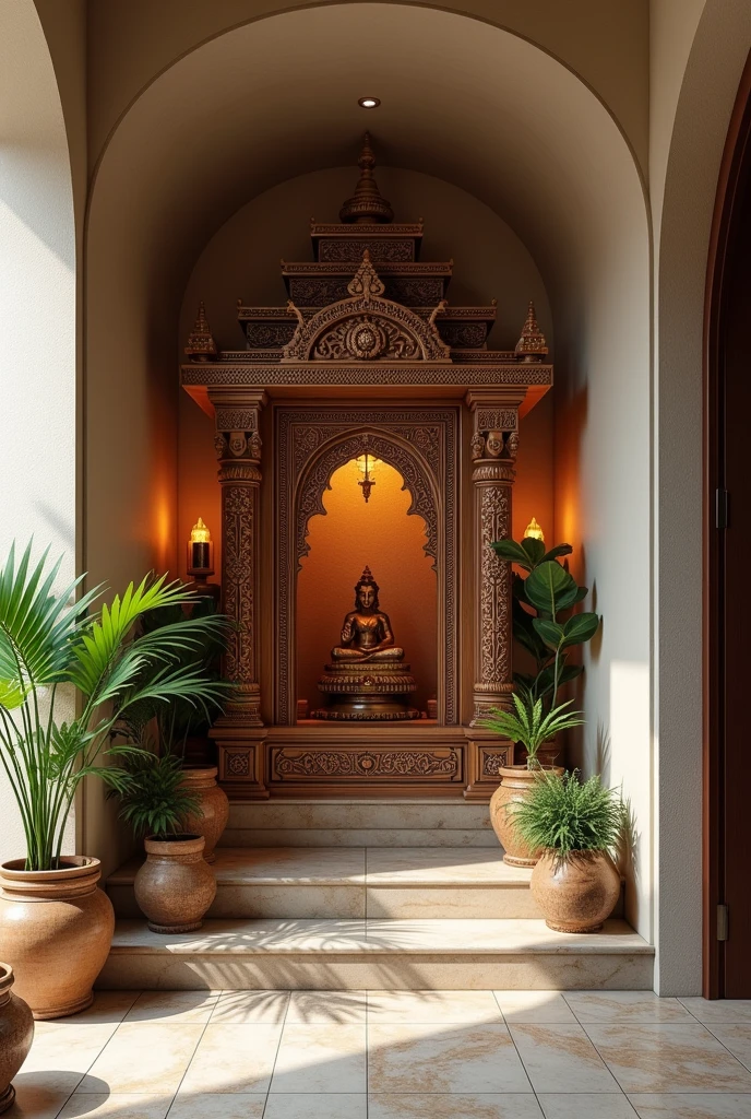 Create a wooden box for placing Buddha images, 100 cm high, 66 cm wide, 86 cm long, with 2 money slots and 2 doors at the back.