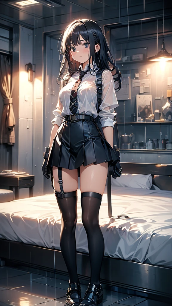 1 female, , high quality, masterpiece, Ultra-high resolution, , Cinema Lighting, , , 1 female, , high quality, masterpiece, Ultra-high resolution, , Cinema Lighting, , , And the suspenders with the cranes flying　　　Moderate breasts　 　 　　　　Large Breasts　 　 　　　　Small face　 　　　holster　　　　　　　 Lying in bed　Looking up　　　　Sweat 　　　belt　buzzer　脇Sweat 　Black Hole Gloves　suit　　　　 　garterbelt　Leg Links　Belt on trousers　　holster　 　　Hands behind your back　 Anxious expression　Looking up　Anxious face　Knee-high　Knee socks　Knee-highソックス garterbelt　garter　Garterbelt on thighs　Checkered mini skirt　Necktie Headband　ribbon　Panty shot　Skirt gap Armament　Handgun　handcuffs　Cable ties　Leg holster　holster 　　Hands behind your back　 Anxious expression　Looking up　Anxious face, legs apart　Armament　　Cable ties　Leg holster　holster　See-through clothing　heavy rain　Getting wet in the rain　　handcuffs　Cable tie on thumb　Constraints　Hands tied behind back
