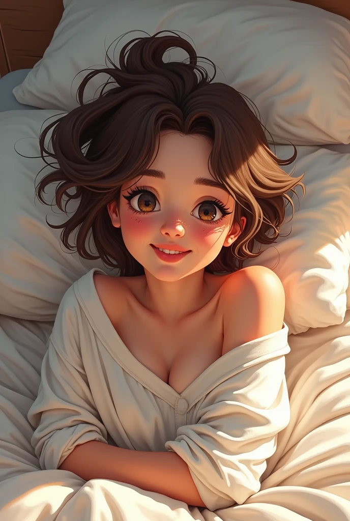 pretty,girl,Disney style,on the bed,Getting up in the morning,Gentle light