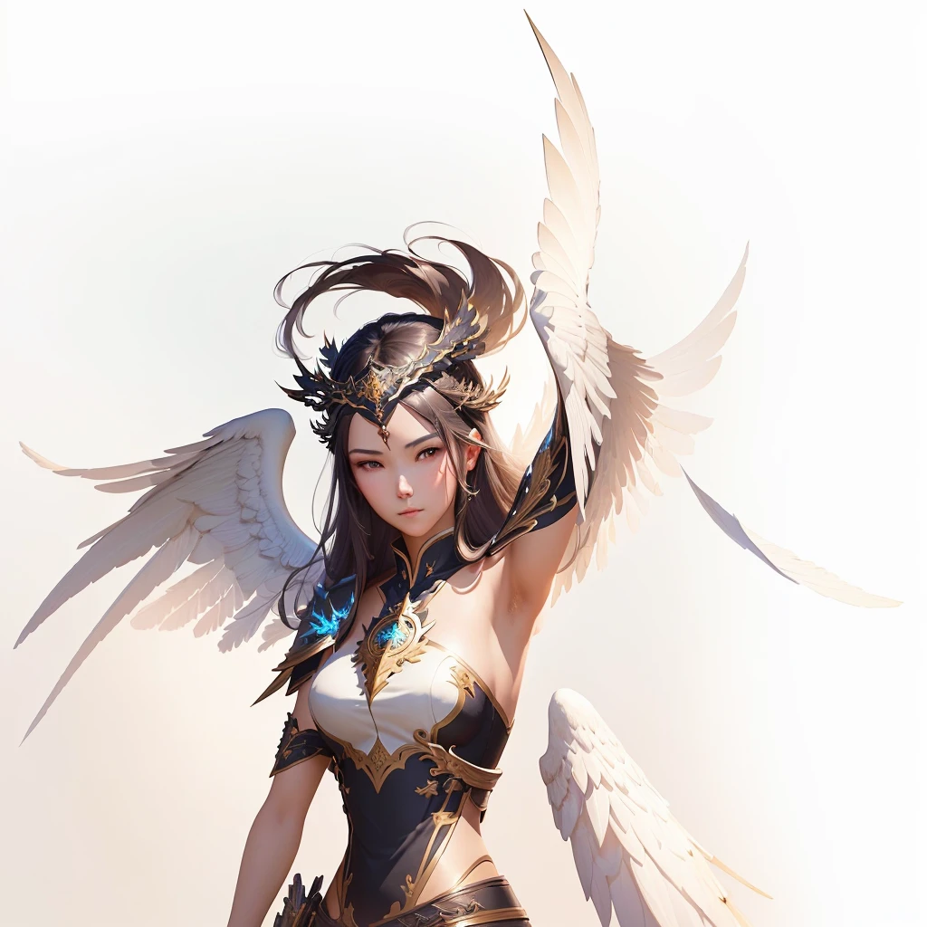 a close up of a woman with wings holding a sword, by Yang J, as a mystical valkyrie, chengwei pan on artstation, Fantasy art Behance, cgsociety and fenghua zhong, goddess. Extremely high detail, angel knight girl, [ CGsociety trend ]!!, mystical valkyrie, IG model | Art germ --auto