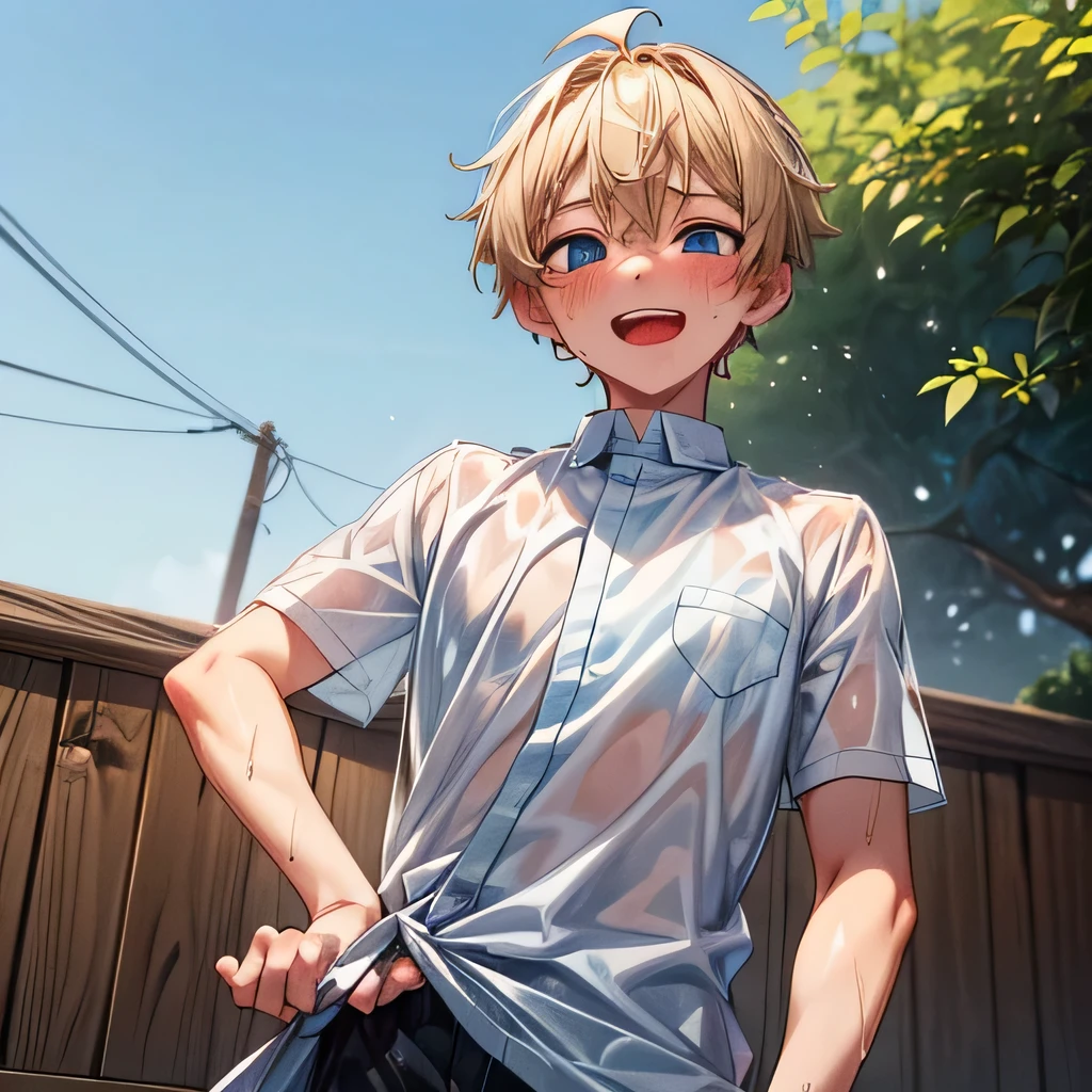 top-quality、in 8K{ boy showing off his penis:1},{10yaers old},silber hair,In the park,Sweating,Looks calm,(flush)、(Ejaculation from masturbation)、Splattering semen,Blonde