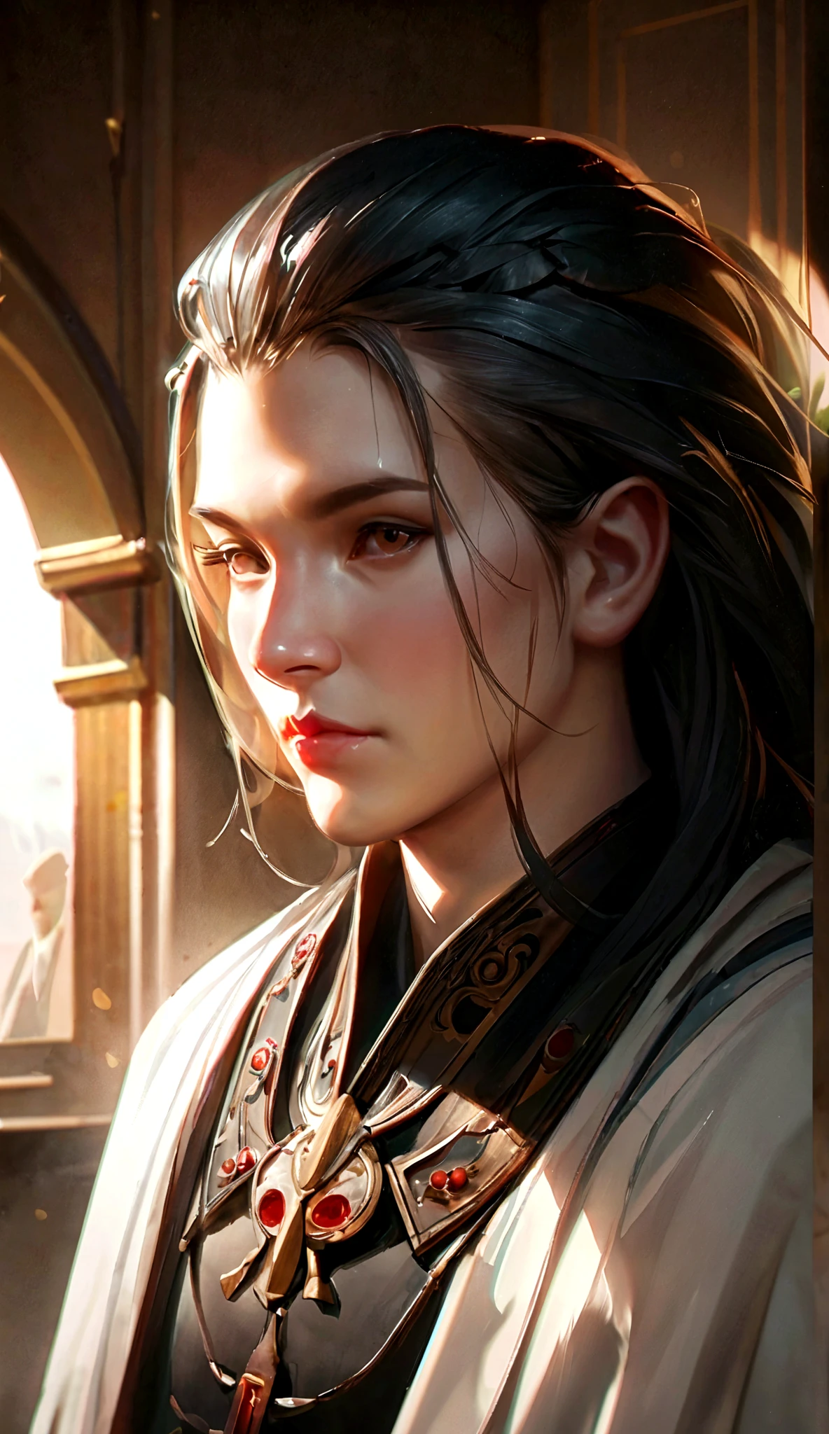 (Male: 1.1), black eyes, oriental beauty, (masterpiece), best quality, Anime, merge, colorful, vibrant colors, illustration, artstyle, fantasy, realistic, animation, (photo_\(medium\):1.0), by Antonio J. Manzanedo, by Jeremy Lipking, lightning, in surreal landscape, smooth, sharp focus