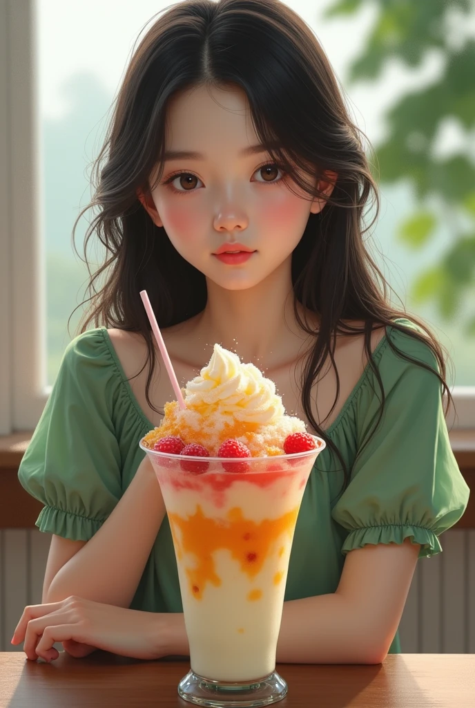 Alafe girl eating ice cream and pink toothbrush, a picture inspired by Ma Yuanyu, Tumbler, Realism, Eating ice cream, eating ice - cream, ice cream on the side, Ice cream, ice cream cone, Eating, mukbang, eating cakes, lofi girl aesthetic, ulzzangs, eating outside, 🍸🍋, cutecore
