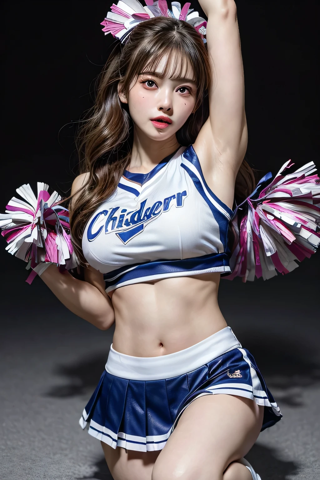  (RAW Photos、Highest quality)、(Realistic、Photorealistic:1.3)、Highest quality、masterpiece、Very delicate and beautiful、A hVery detailed、Hmph、Sense of unity、2k wallpaper、growing up、Beautiful in every detail、masterpiece、Light Smile、Highest quality、HVery detailed ticker Unity 8K wallpapers、Large file size、super detailed、High resolution、Very detailed、((Euphoric look:1.5))、((orgasm:1.5))、((sweating:1.4))、((Cheerleader:1.5))、((Voluptuous bust 1.5)),Big Ass、Very cute girl、teenager、(((cheer leading)))、(Her breasts are shaking)、Hair is moving、A large number of people、On stage、Spotlight、Professional Lighting、Cinematic Light、3D、Audience&#39;Perspective、Audienceを正面に見る、(Wet Hair:1.3)、Accentuate your butt:1.2