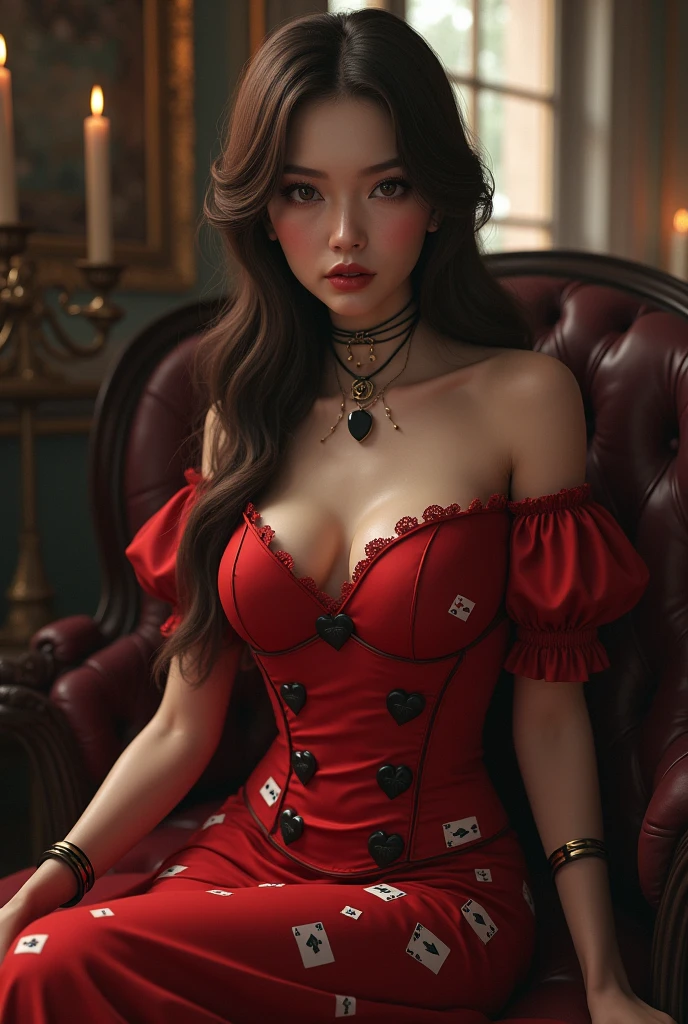 Photo of girl living with wolf,Now leading them to fight,(Clothes are torn and exposed :1.4),Expose tiny underwear, red capelet,red red hood,laced dress,redhood, capes, Big breasts corset, a skirt, reddress,Carrying a basket of fruits,Background with:exteriors,natural lightting, Candy House,a fairy world,the dark forest,Wooden house in the distance,Huge wolf head on rough wooden table,Glass jars filled with candy, whimsical world, 8K, k hd, 详细的脸, 詳細な目,hyper realisitc, + Cinema lenses + dynamic compositions, Huge beasts,Mature female figure, slim toned body,mediuml breasts,Sweated,Wet hair,(very delicate beautiful),Contour deepening, realistically, Precise geometry, Complicated details, Smiling,From the bottom up, Close-up cleavage,Charming and sexy legs,((Sexual suggestiveness)),seductiv,(post-Impressionist),,(Fechin Oil Painting - Fechin Oil Painting , oil painted), 03