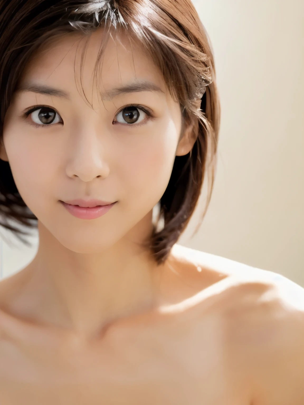 (High reality photograph, high resolusion), Skinny Japanese lady, 30 years old, cute face, detailed face, detailed eyes, various hair style, skinny figure, correct body anatomy, ((looking straight ahead)), facing the camera directly, single photo, a photo captured the best moment expressing the beauty and brains, ((with simple background))