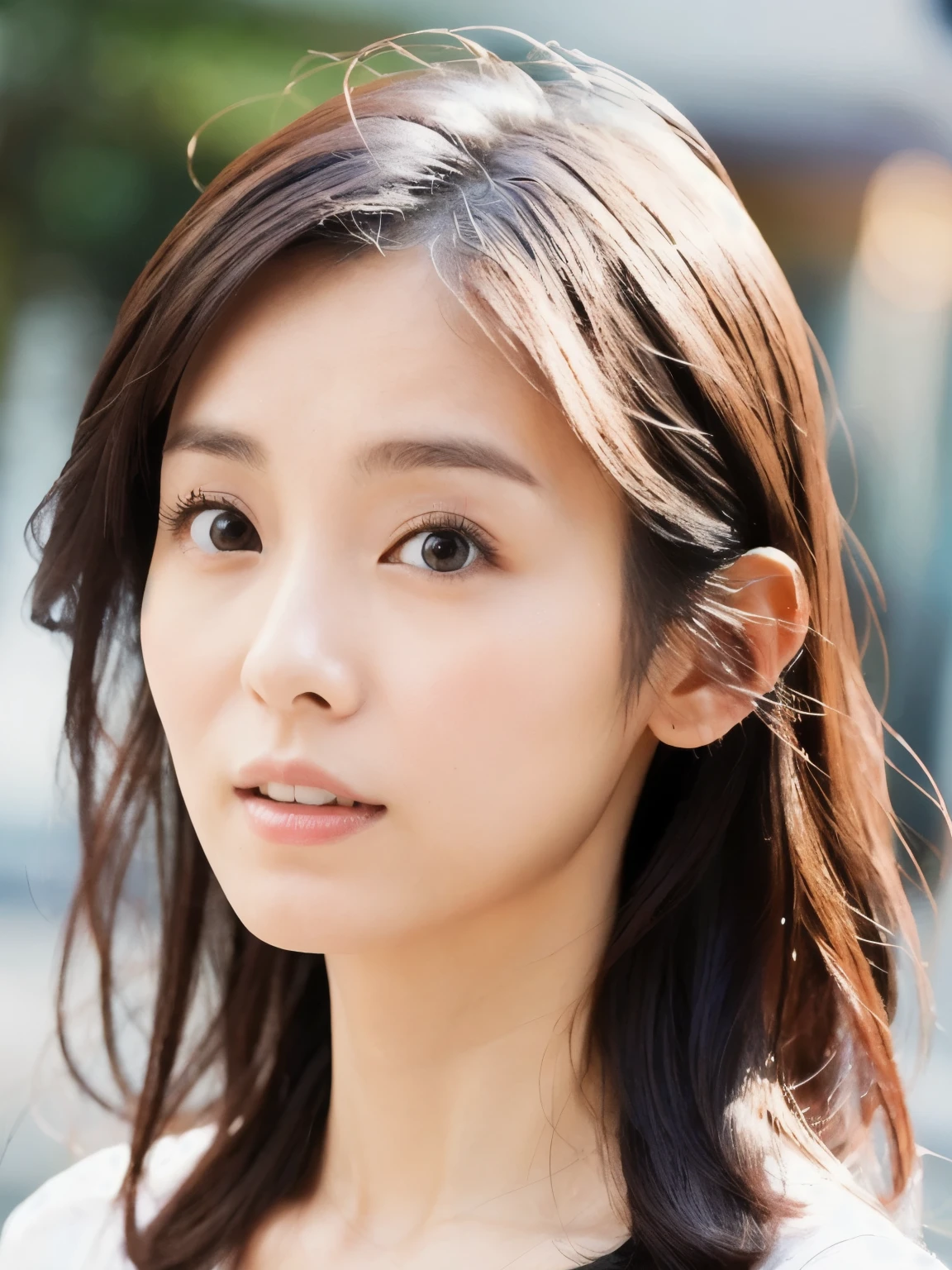 (High reality photograph, high resolusion), Skinny Japanese lady, 30 years old, cute face, detailed face, detailed eyes, various hair style, skinny figure, correct body anatomy, ((looking straight ahead)), facing the camera directly, single photo, a photo captured the best moment expressing the beauty and brains, ((with simple background))