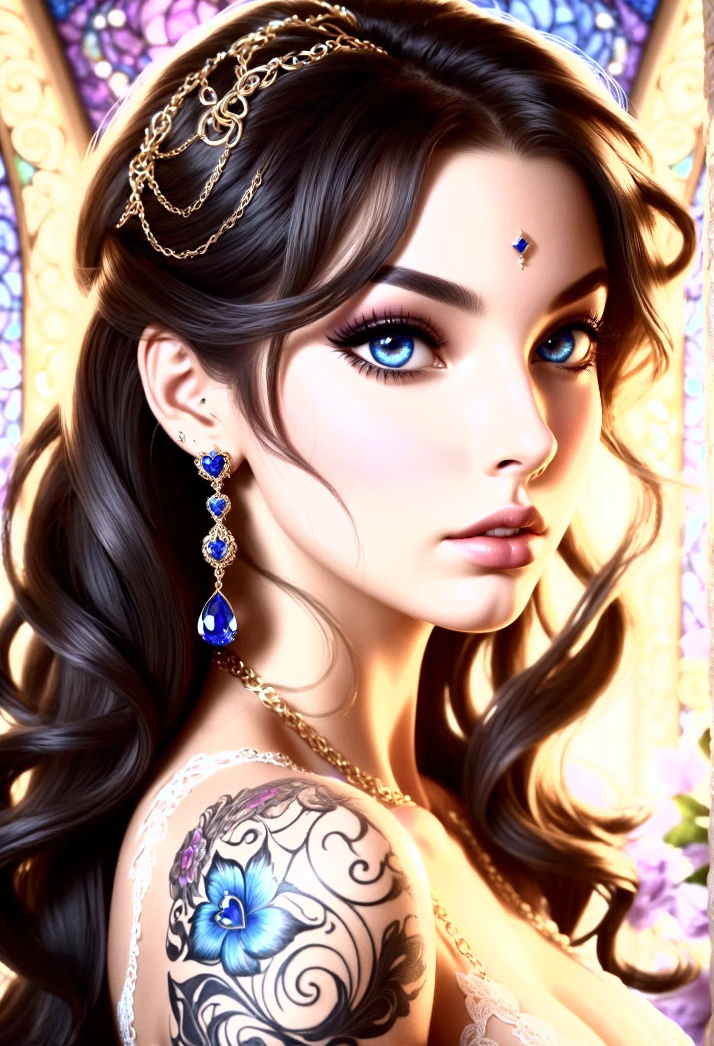 （left right symmetry:1.5)，（Beautiful woman silhouette:1.3)，(Colorful lotus flowers:1.2)，White background，paper art，a 3D render，extremely detaile, in a spring， (zentangle:1.2), (geomerty:1.2)，Cinematic lighting effects，4K，Masterpiece，offcial art