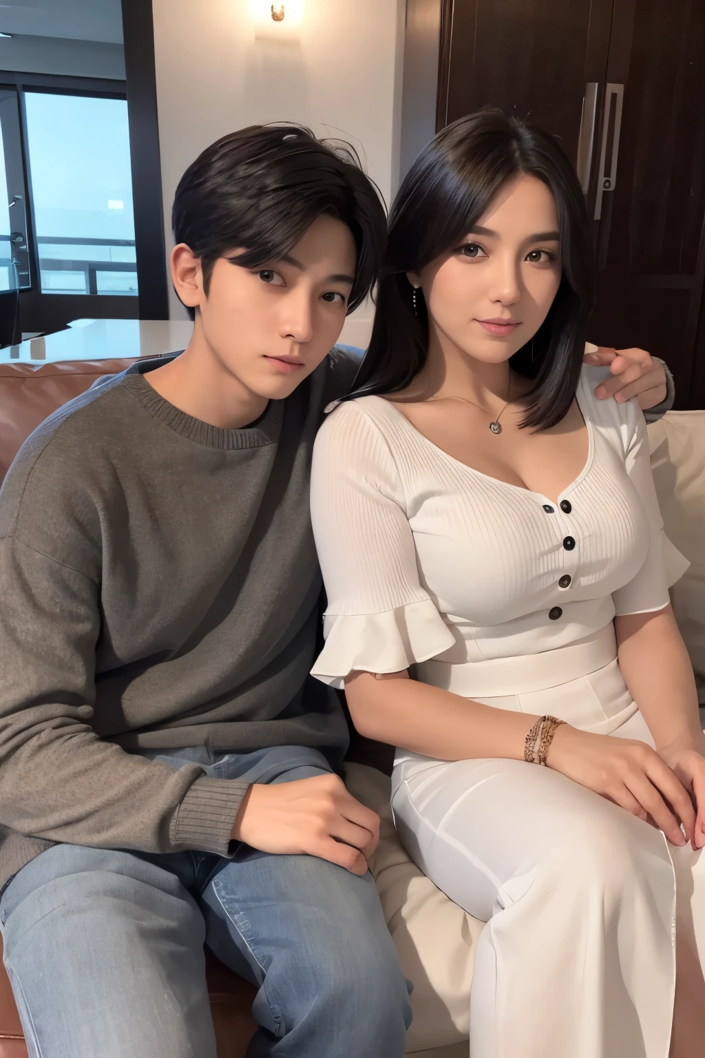 ((Best Quality, 8K, masutepiece :1.3)), (Realistic, Photorealistic:1.4)A pretty woman with perfect figure :1.4, super gigantic breast, Beautiful, Smile, (Bright:1.4), Pretty Woman, (Highly detailed face:1.2), Detailed eyes, 二重まぶた, japanese pretty woman, slim:1.9, slender, Oily skin, Shiny skin, silk hair,Short bob black hair, Tight clothes,Huge breasts,Super huge,2 men and women,two shot,2 men and women,two shot,2 men and women,Izakaya,two shot,One Man,2 men and women,Japan men,Looking at the camera,Japan men,two shot,2guys,Selfie Camera,Selfie Camera,husband and wife,husband and wife,Izakaya,couple in tavern,Japan men,two shot,husband and wife,Japan men,two shot,husband and wife,Japan men,two shot,a short bob,Colossal tits,husband and wife,Japan men,husband and wife,Two shots of Japan men,Japan men,a couple,ultra gigantic tits,Couple Two Shots,ultra gigantic tits,Uncle and Two Shots,Uncle and Two Shots,Uncle and Two Shots,date,Flirting,Flirting,lovey-dovey,lovey-dovey,Flirting,a couple,a couple,Age difference couple,Age difference couple,Age difference couple,Age difference couple,lovey-dovey,lovey-dovey,chum,chum,lovey-dovey,a couple,Couple in love,man with arm around waist,a short bob,Colossal tits,Selfie Camera,Business suits,Beer in one hand